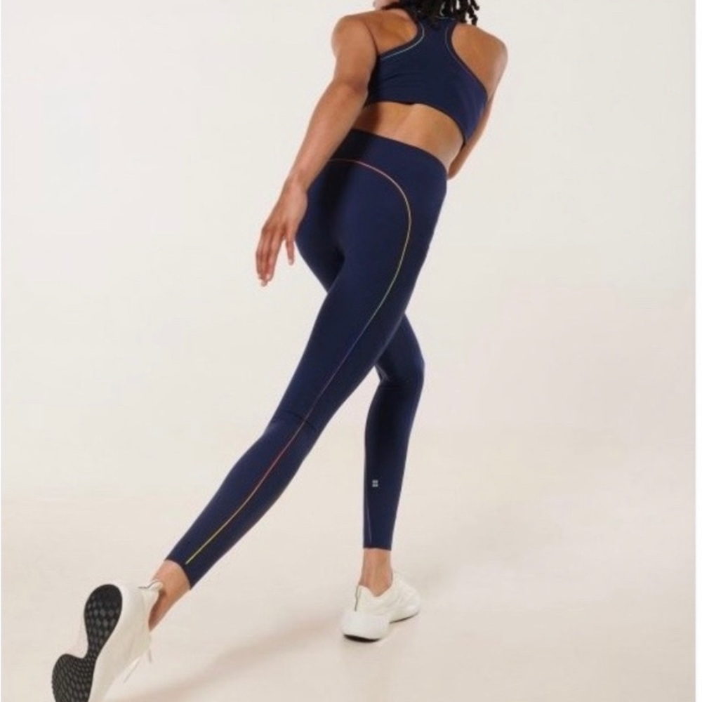 Sweaty Betty Power High Waisted Navy Rainbow Pride full length leggings S
